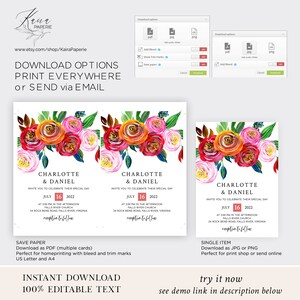 COLORFUL Bright Floral Wedding Invitation Set Template, Summer Acrylic ...
