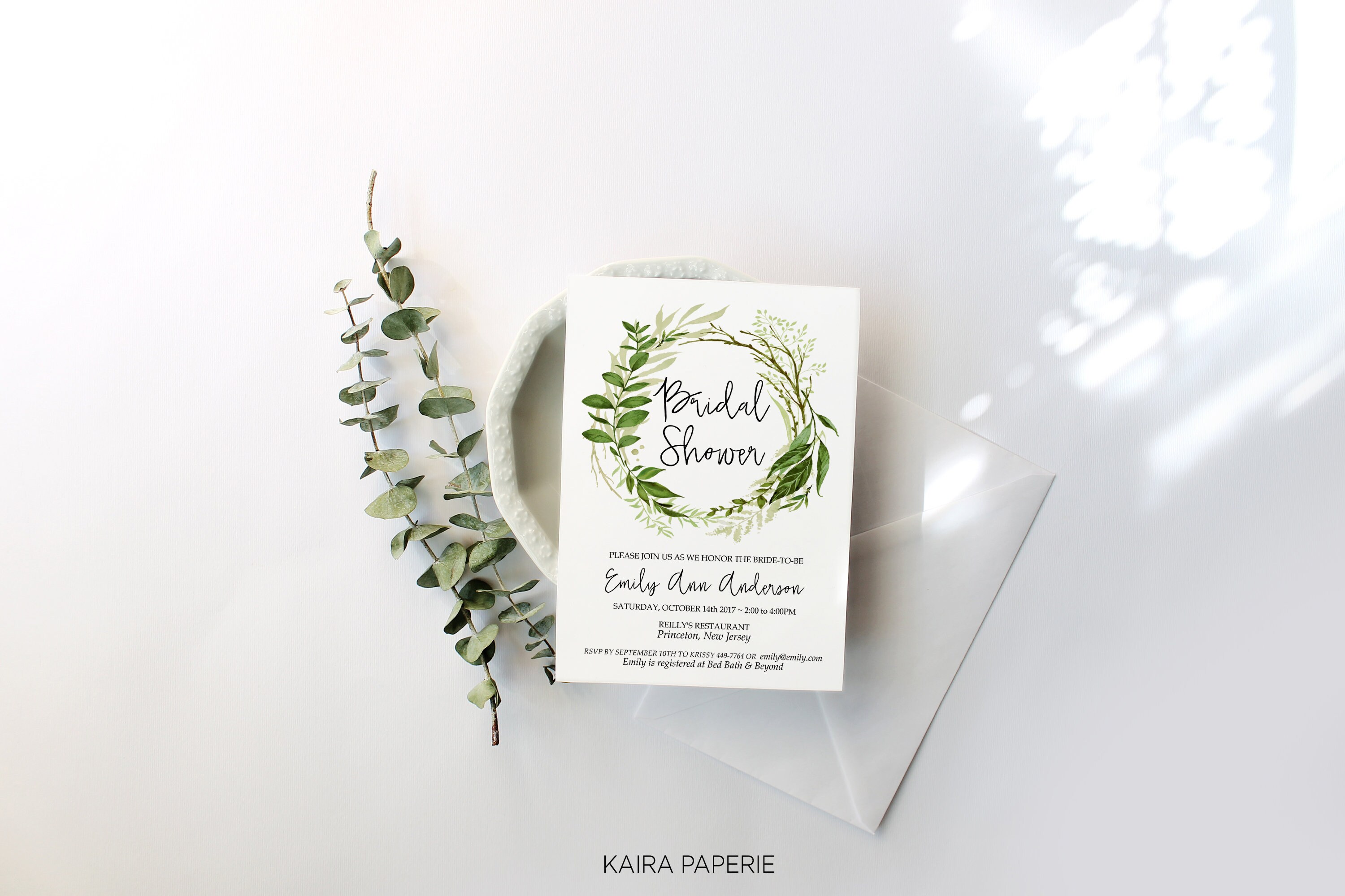 Bridal Shower Invitation Printable Template, 4x6, 5x7, Greenery Garde…