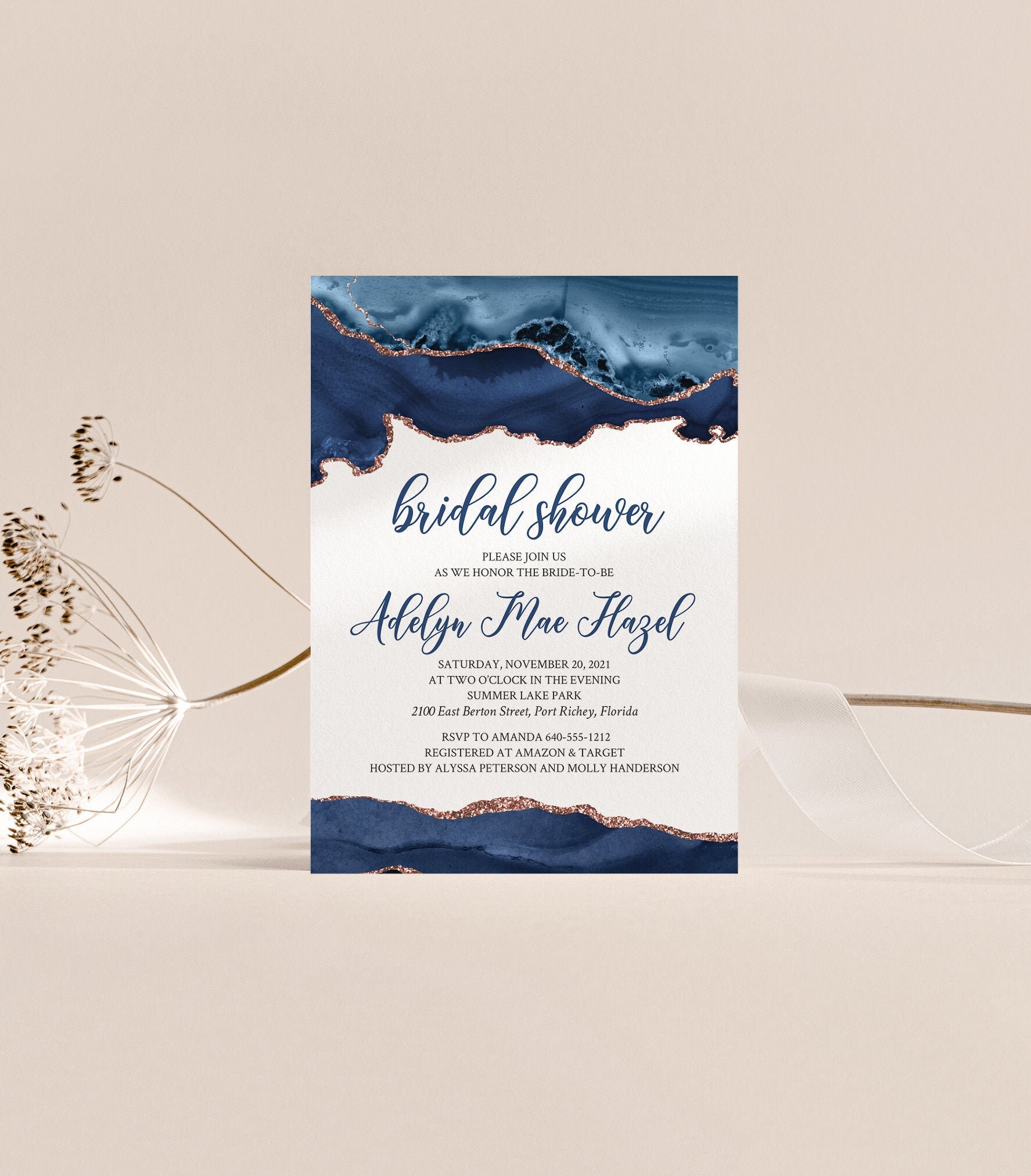Marble Bridal Shower Invitation Template, Navy Bridal Shower Invites, Blue  Ocean Invitation, Digital Download, Printable, Gift, Adelyn - Etsy, image size:1775x2025