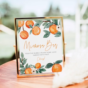 Orange Citrus Mimosa Bar Sign, Oranges Floral Mimosa Bar Sign, Wedding Mimosa Bar Sign, Summer Editable Baby Bridal Shower DIY, CHARLEY