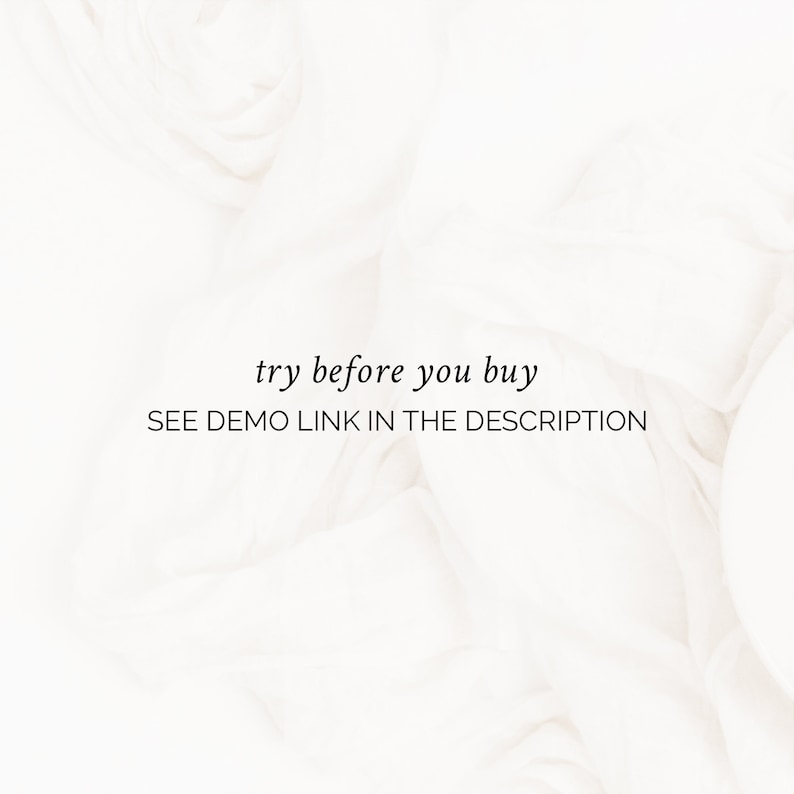 May include: White fabric background with the text "try before you buy" and "SEE DEMO LINK IN THE DESCRIPTION" in black.