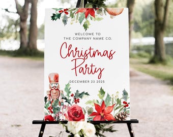 Christmas Holiday Welcome Sign Template, Company Christmas Party, Winter Annual Poster, Editable text, Noelle