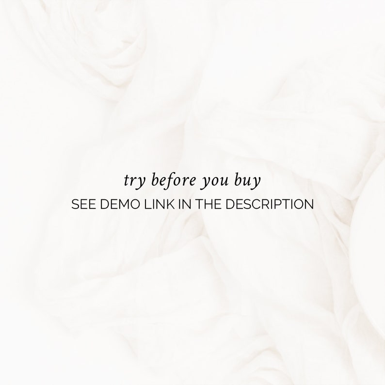 May include: White fabric background with the text "try before you buy" and "SEE DEMO LINK IN THE DESCRIPTION" in black.