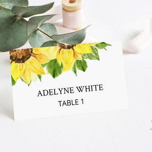 Sunflowers Place Card Template Editable Name Card Printable - Etsy