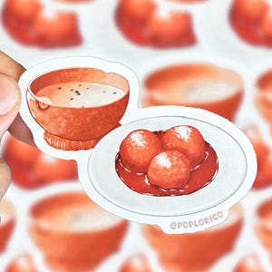 Buñuelos/Nuegados Dessert Sticker – Reusable Vinyl cute stickers, Mexican food, comida El Salvador, stationery, laptop, coffee, ghibli food