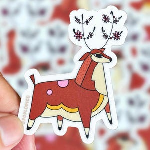 Adesivo di arte popolare dei Pokemon Sawsbuck El Salvador – Adesivi in vinile carini, cancelleria, laptop, caffè, kawaii, Llort, anime, cervo, venado, anime