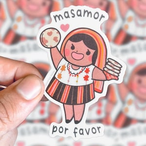 Masa Pun El Salvador Mexican Sticker – Vinyl stickers, El Salvador, stationery, laptop, tortilla, cute comida, street vendor, cute, kawaii