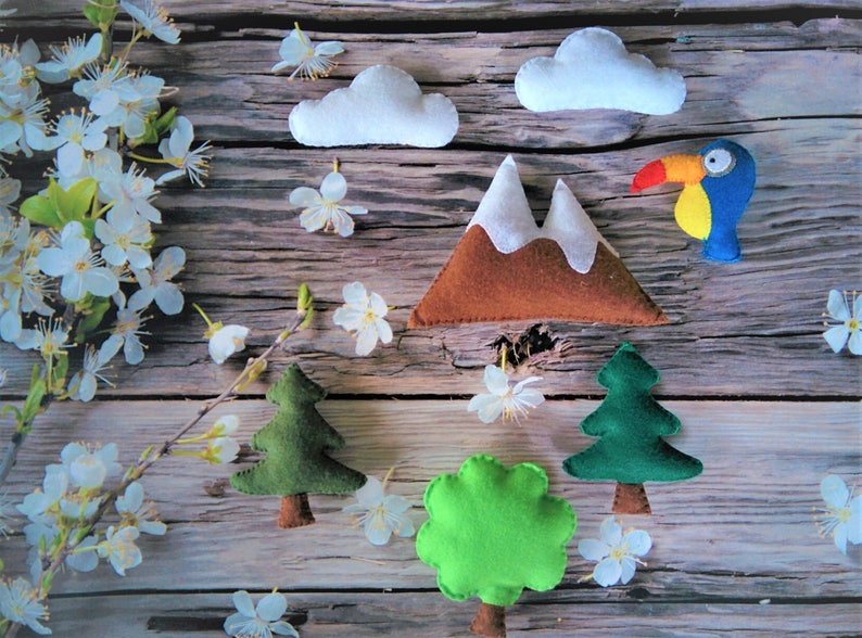 Nursery mobile Baby gift Cot mobile Baby decor Nature mobile Baby shower gift DIY mobile kit Crib mobile Felt mobile Baby mobile