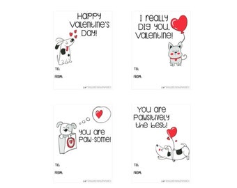 Puppy Valentines Cards Digital Download