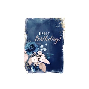 Cartão de aniversário em aquarela para impressão
