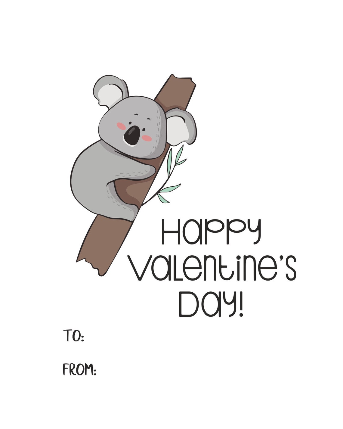 Koala Valentines Cards Digital Download - Etsy