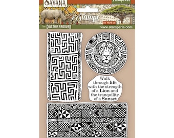 Stamperia Cling Rubber Stamp 5.5"X7"-Ethnical Borders, Savana - WTKCC209