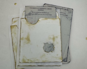 Conjunto de bolsillos y tarjetas de biblioteca: efímeras de estilo vintage para diarios basura, álbumes de recortes y material de diario.