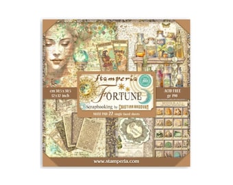 Stamperia - Fortune - Bloc de papel de 12 x 12, 22 hojas de una sola cara SBBXL15 // 22 páginas de una sola cara