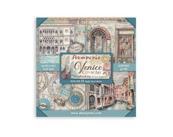 Colección Venice de Stamperia - Bloc de papel maxi de 8" x 8" SBBSXB14 // 22 páginas, una cara