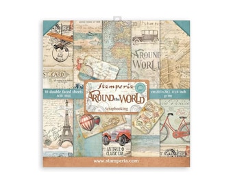 Papel clásico Stamperia Around The World 8x8 SBBS12 // 10 páginas de doble cara