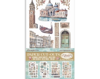 Stamperia - Colección Ciudad de Arte de Venecia - Recortes de papel - Doble cara - 4 hojas