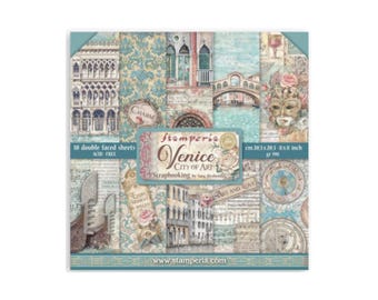 Papel Stamperia Venice City Of Art de 8x8, 10 páginas de doble cara SBBS128