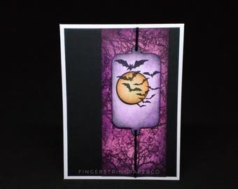 Bat Halloween Card Handmade, Batty Halloween Card, Silhouette Card, Custom Sentiment Card, Customizable Card