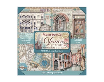 Stamperia - Colección Ciudad de Arte de Venecia - Bloc de papel de 12 x 12 - Una cara SBBXLB26 // 22 páginas de una sola cara