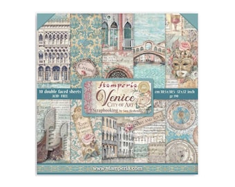 Colección Venice de Stamperia - Bloc de papel de 30 x 30 cm, 10 hojas de doble cara SBBL1 // 10 páginas de doble cara