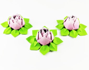 10 small shaded pink lotus flowers