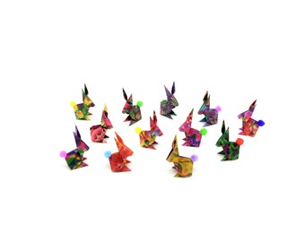 12 origami rabbits/ 6.5 cm / Gift idea/ Place card/ Decorations / kaleidoscope patterns