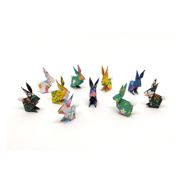 10 small origami rabbits