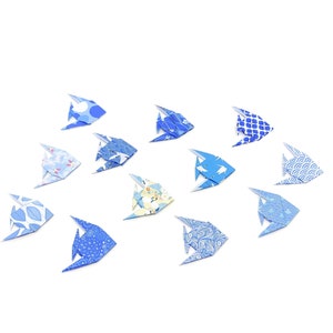 12 pesciolini mini origami / Blu Fantasy / idea regalo / 3cm / Stampa ecologica