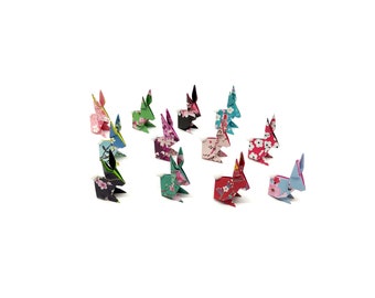 12 small origami rabbits 4 cm / Cherry blossoms / gift idea
