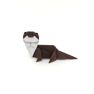 Lontra origami marrone scuro / idea regalo / Decorazione/Stampa ecologica