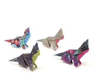 4 eleganckie koty origami / pomysł na prezent / wzory washi