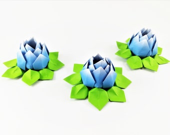 10 small shaded blue lotus flowers