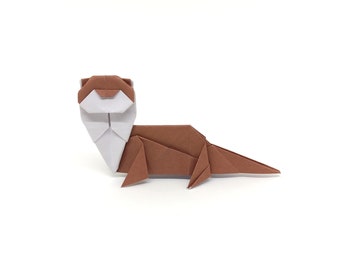ライトブラウンの折り紙カワウソ – ペーパークラフトのデコレーション、環境に優しいギフトアイデア