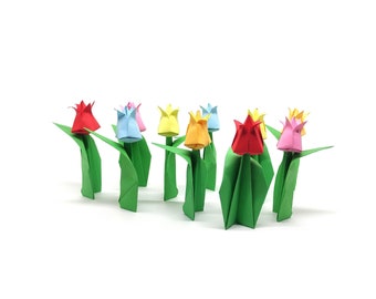 10 small origami tulips
