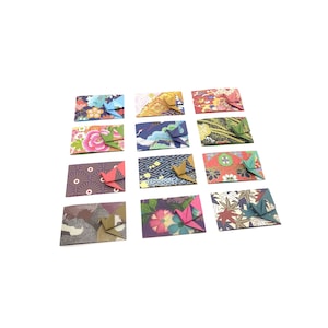 12 Kranichkarten (6 cm x 3 cm) Origami-/Washi-Muster