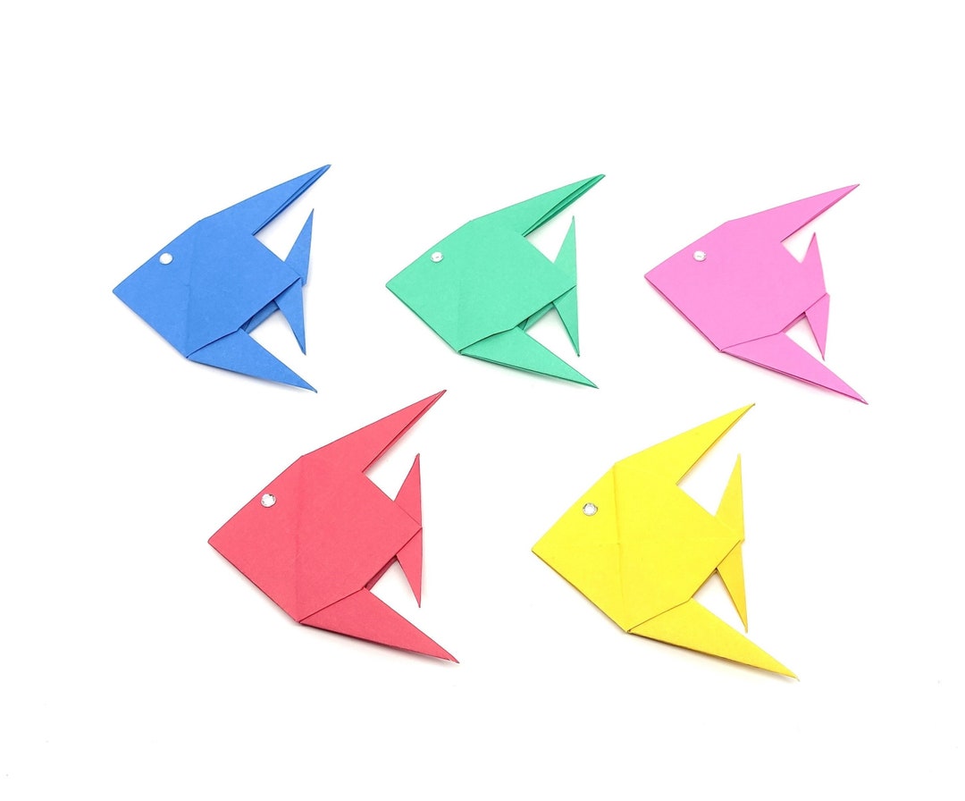 5 Large Origami / Colorful Fish With Eye - Etsy