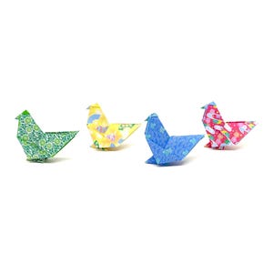 4 Galline origami / decorazione / portafortuna / idea regalo / stampa ecologica