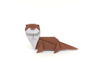 Nutria de origami marrón claro / idea de regalo / Decoración / Impresión ecológica