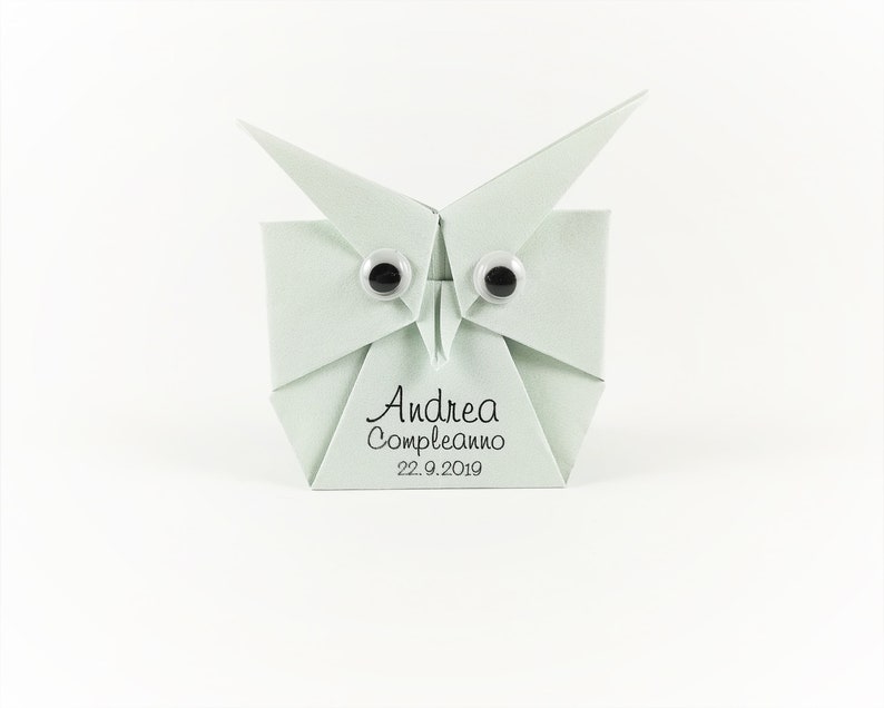 quantit\u00e0 nelle opzioni Gufi origami in 4 colori personalizzati