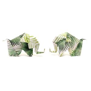 2 elefanti fantasia foglie tropical /Stampa ecologica