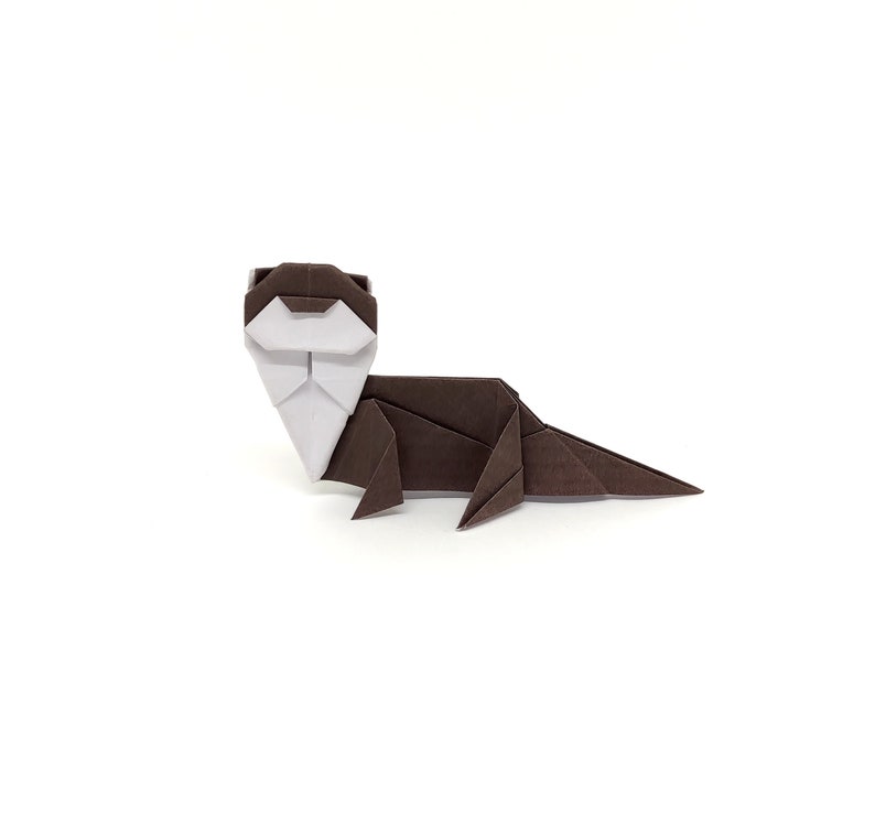 Dark Brown Origami Otter / Gift Idea / Decoration / Eco-Friendly Printing image 1