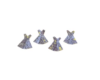 Set van 4 mini-origamijurkjes – traditionele Japanse kimono-patronen