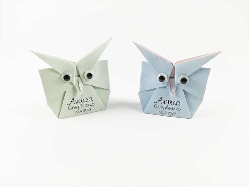 quantit\u00e0 nelle opzioni Gufi origami in 4 colori personalizzati