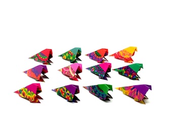 Set di 12 Uccellini Origami Fantasie Kaleidoscope – Segnaposto Allegri per Compleanni, Nozze, Feste e Occasioni Speciali