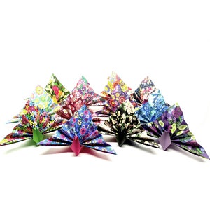 12 Origami-Pfauen/ Blumenmuster / Geschenkidee / Tischdeko / Tischkarten