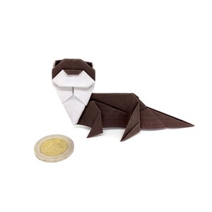 Dark Brown Origami Otter / Gift Idea / Decoration / Eco-Friendly Printing image 2