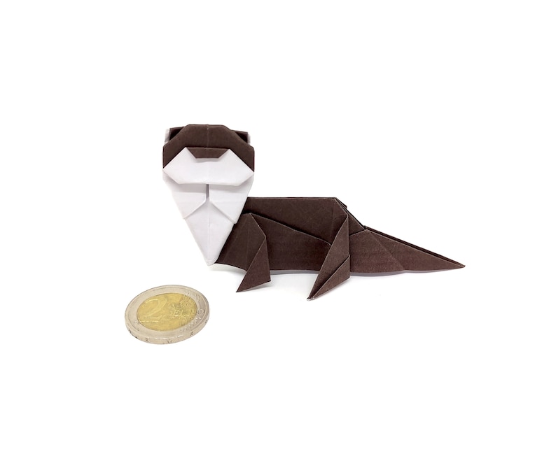 Dark Brown Origami Otter / Gift Idea / Decoration / Eco-Friendly Printing image 2