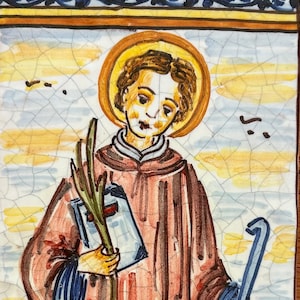 Saint Lorenzo Patron Saint of Cooks - Italian Ceramic Tile