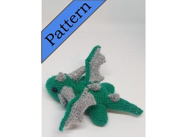 Dragon crochet pattern / amigurumi / drake / wyvern / mythical / green / reptile / grey / beginner / quick / easy / soft / lizard / dinosaur